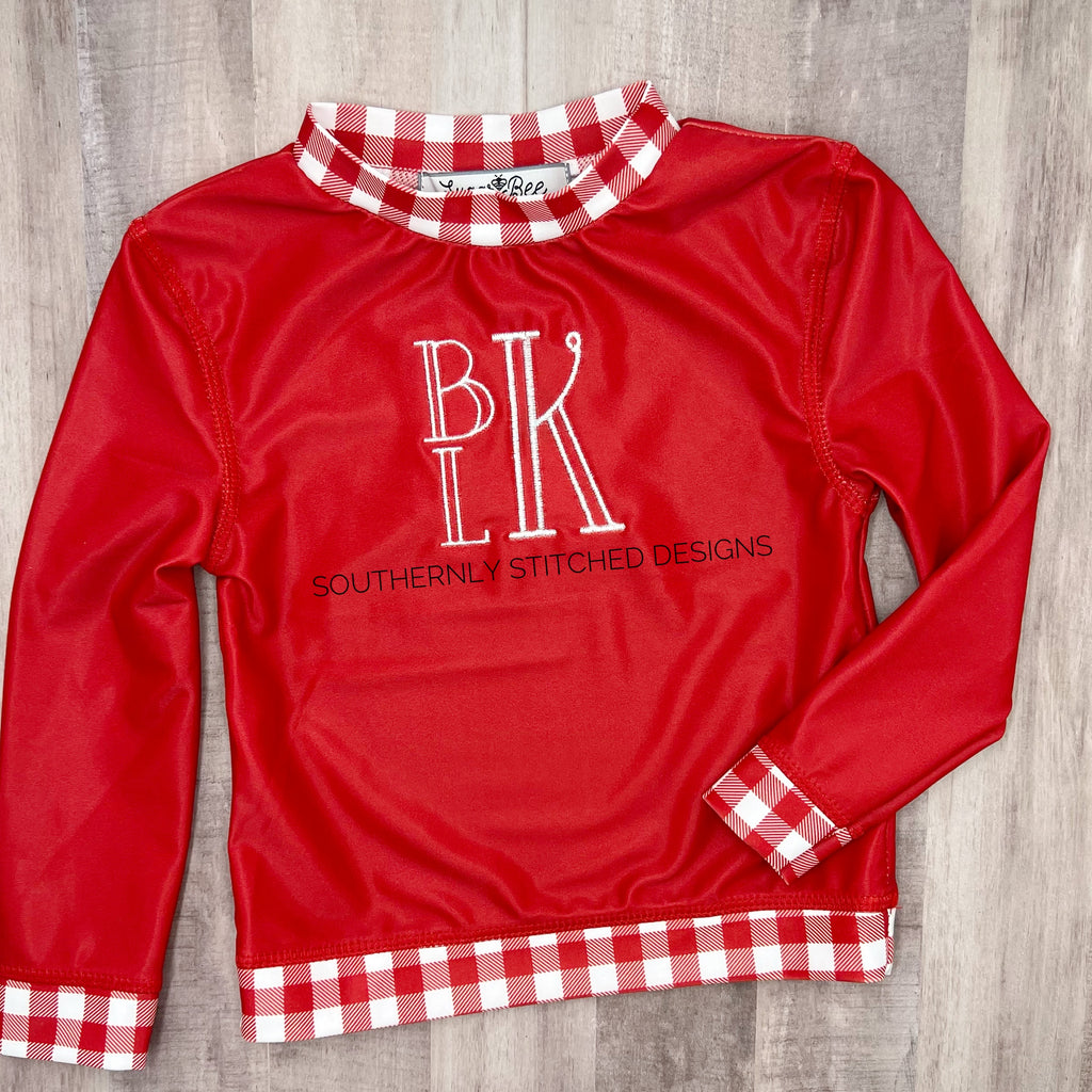 Gingham Rash Guards Southernly Stitched Designs, LLC