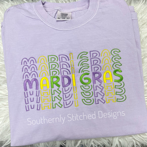 Stacked Mardi Gras on Lilac CC Long Sleeve