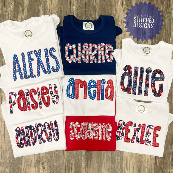 Surprise Patriotic Name Applique