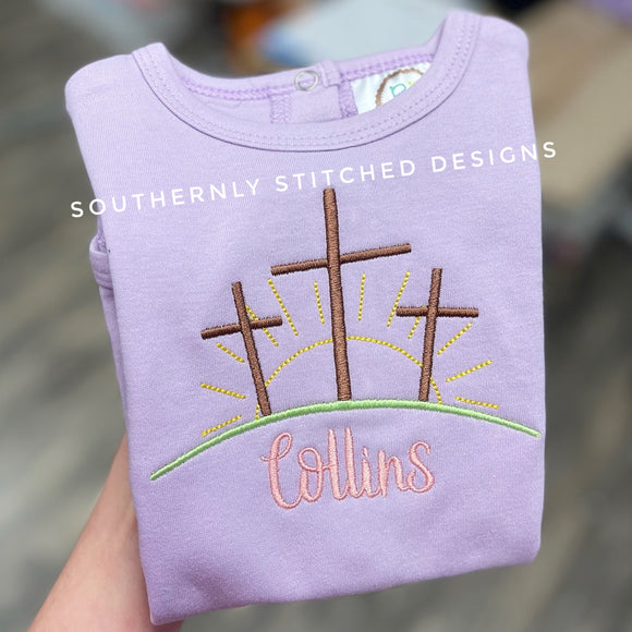 Cross Sunrise on Lilac Shirt/Bodysuit