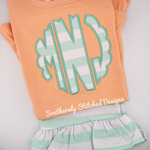 Mint Stripe Initials + Mint Stripe Short Set