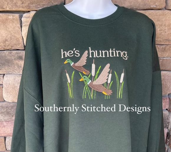 He’s Hunting (Duck or Deer)