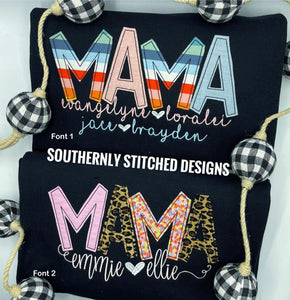 Simple Seeds Mama Sweatshirt with names underneath