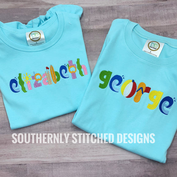 Beach Time Embroidery Font