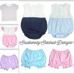 Girls Lavender Ruffle Bubble Shorts - Sew Sweet