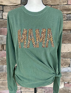 Army Green MAMA Shirt- Long Sleeve