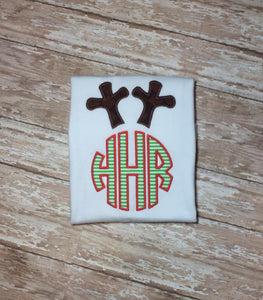 Reindeer Circle Monogram Topper Infant