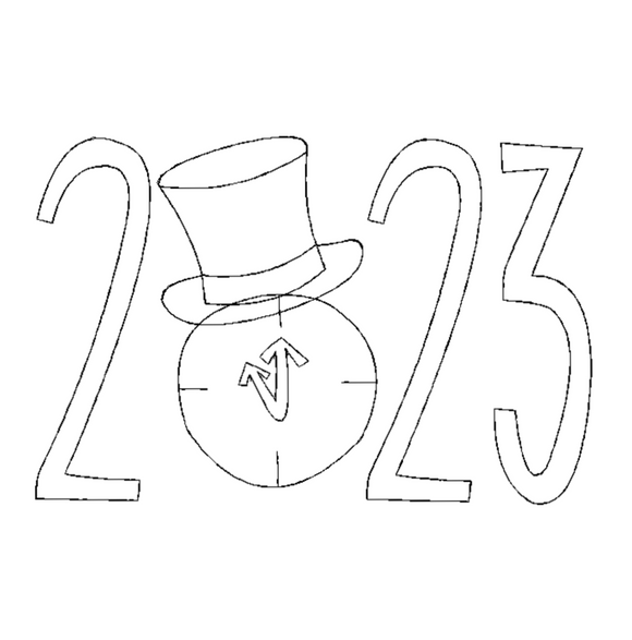 Surprise “2023” Applique w/ Top Hat
