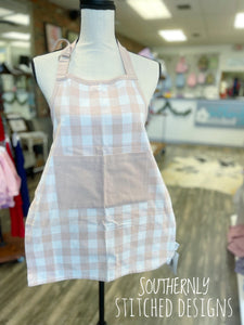 Kids Aprons - Light Pink and White Gingham