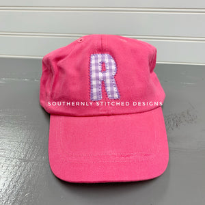 Pink with Lilac Gingham Baby Hat