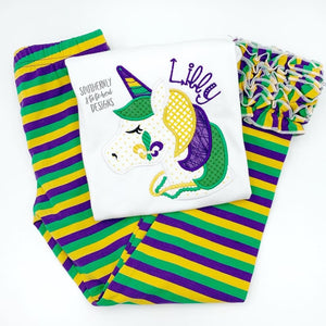 Mardi Gras Striped Ruffle Leggings