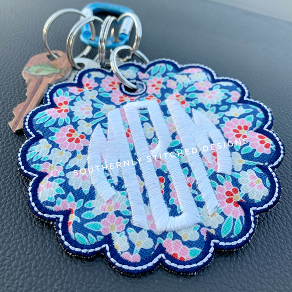 Navy Floral Embroidered Tag