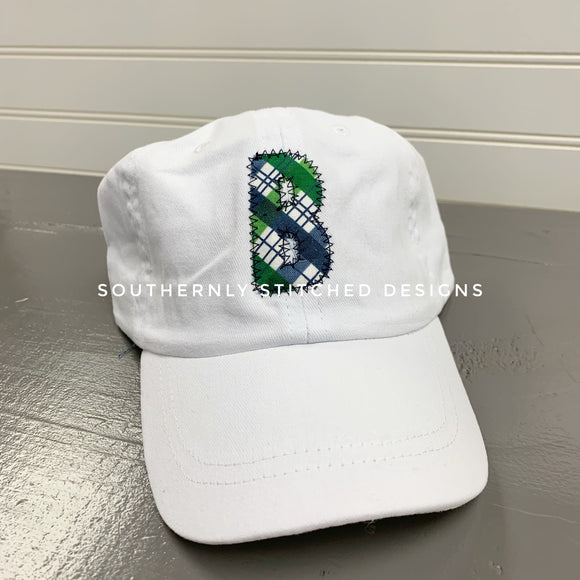 White with Navy/Green Plaid Baby Hat