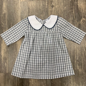 Grey And White Plaid Dress With Collar