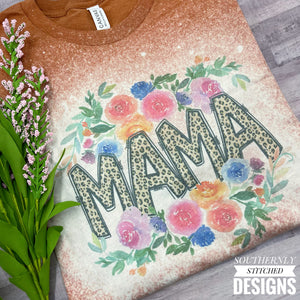 Leopard Floral Wreath Mama Sublimation Shirt
