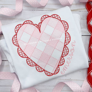 Gingham Heart with Lace